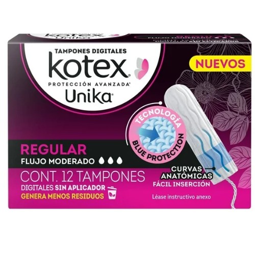 12 Tampones Kotex Flujo Moderado