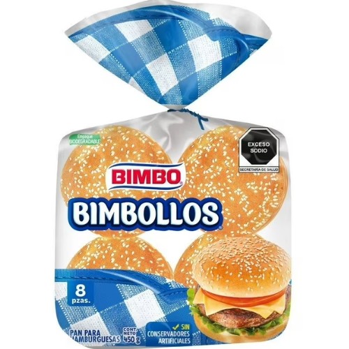 Bimbollos 450 G 8 Piezas Pan-hamburguesa