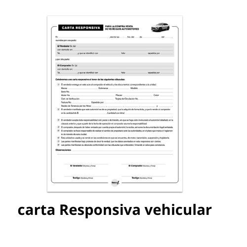 Carta Responsiva De Compra Venta De Vehiculos