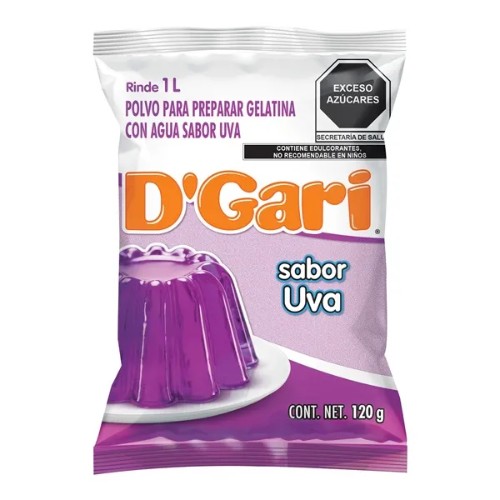 Gelatina En Polvo D´gari Para Agua Uva 120 G
