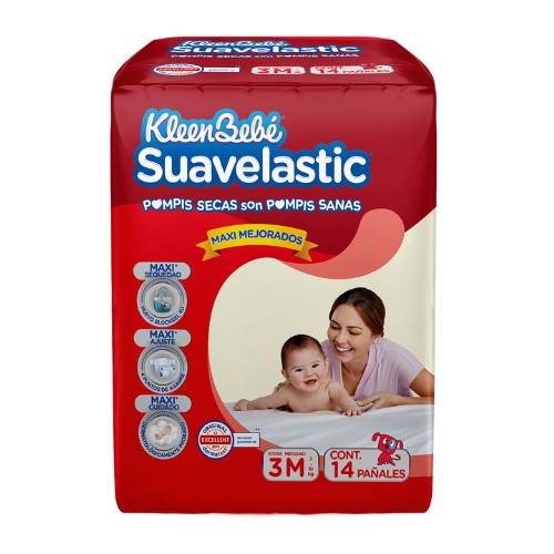 Pañal Kleenbebé Suavelastic Max Mediano 14 Pzs