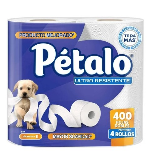 Papel Higiénico Petalo 4 Rollos De 400 Hojas